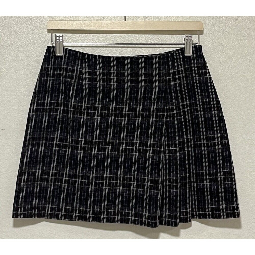 Express Wool Blend Skirt Size 7/8 Brown Plaid Preppy Dark Academia Bratz